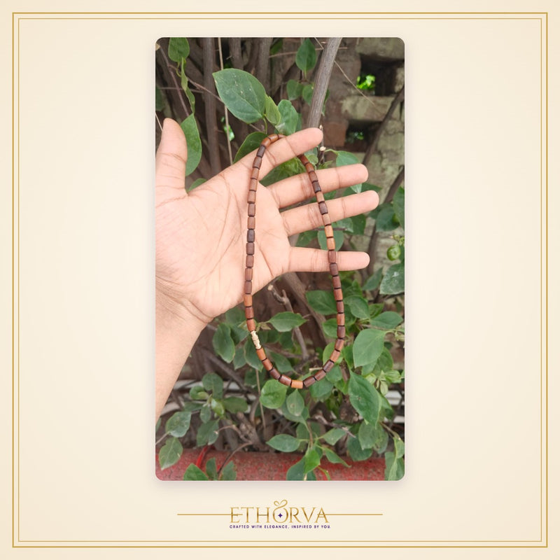 1 Round Brown Tulsi mala (Long beads) - view 2