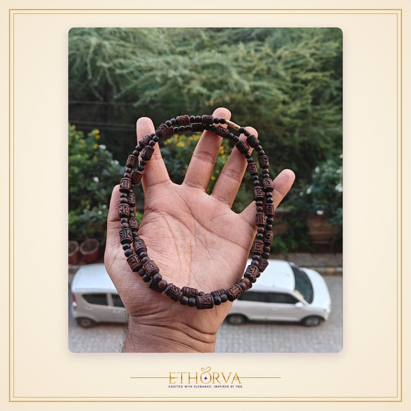2 round black brown radha naam kanthi mala