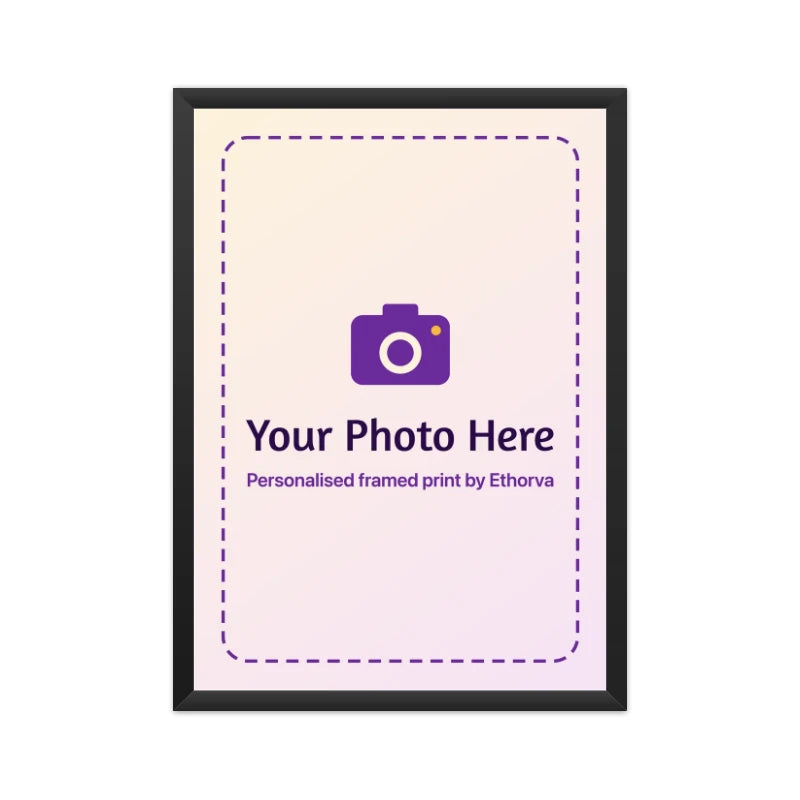 Personalised framed photo poster A4 in black frame by Ethorva