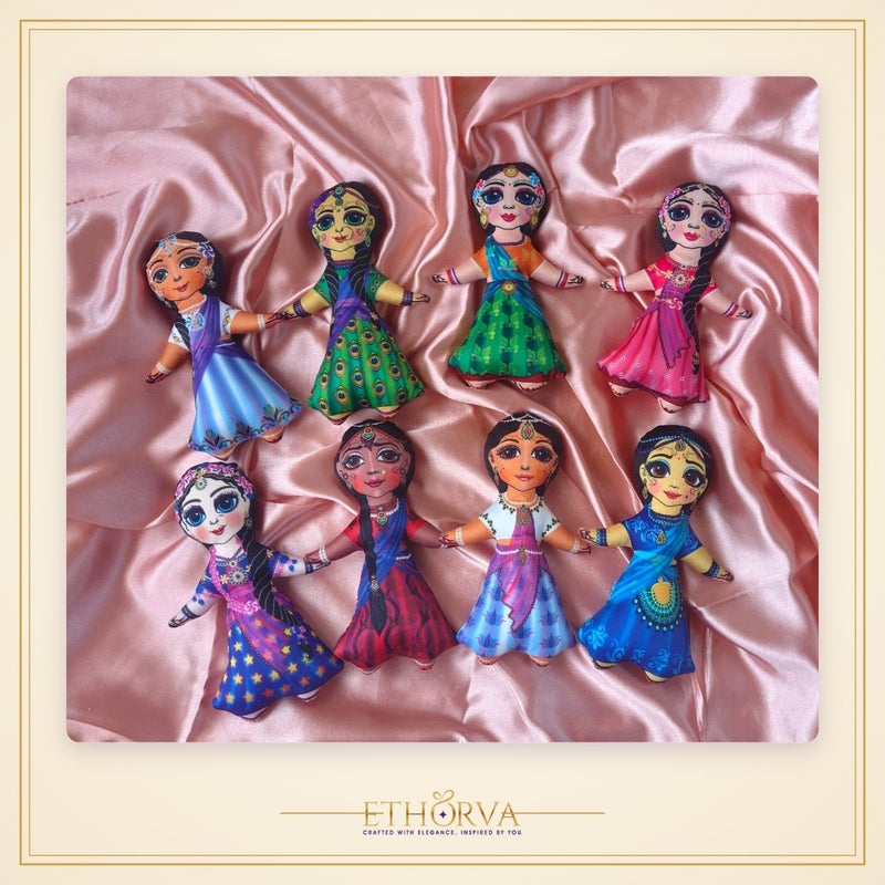 Ashtsakhi Plush Dolls – Radha Rani’s 8 Divine Sakhis Soft Toys