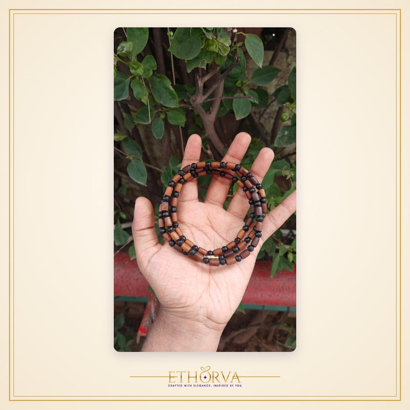 Black Brown Tulsi kanthi mala mix beads
