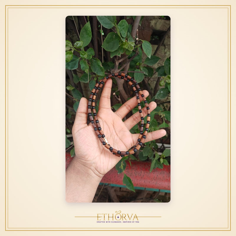 Black Brown Tulsi kanthi mala mix beads - view 2