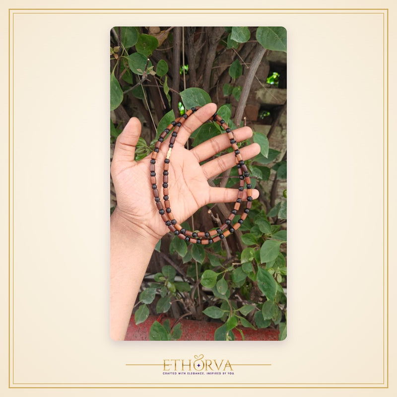 Black Brown Tulsi kanthi mala mix beads - view 3