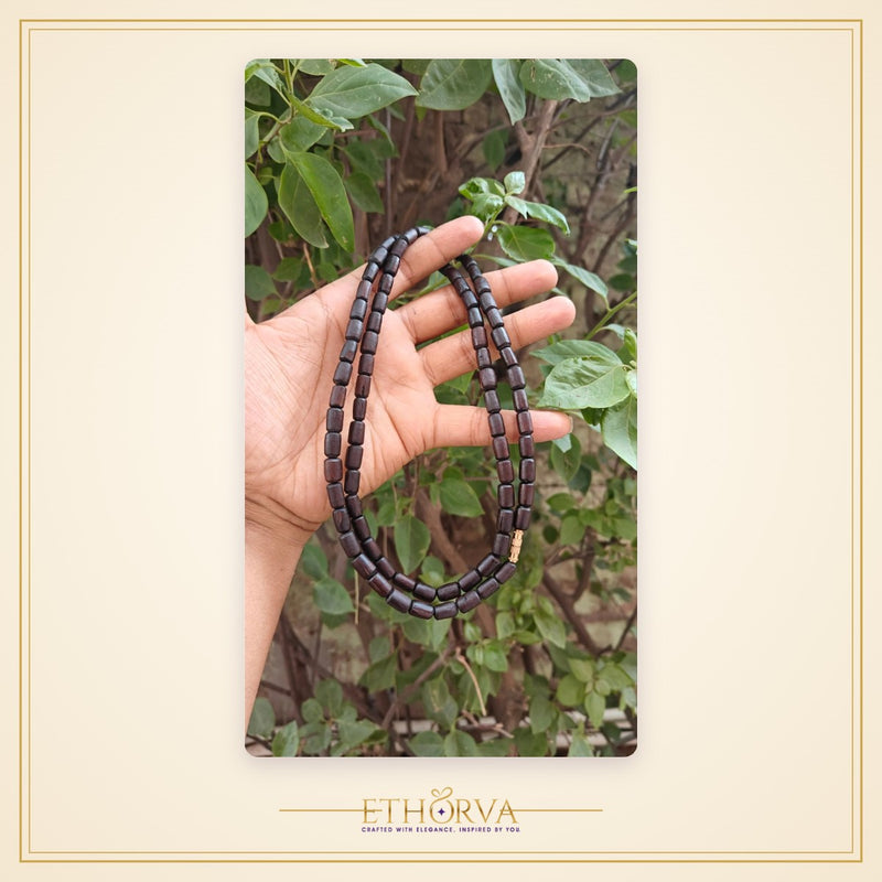 Black Long Beads 2 round Premium Tulsi Kanthi Mala - view 2