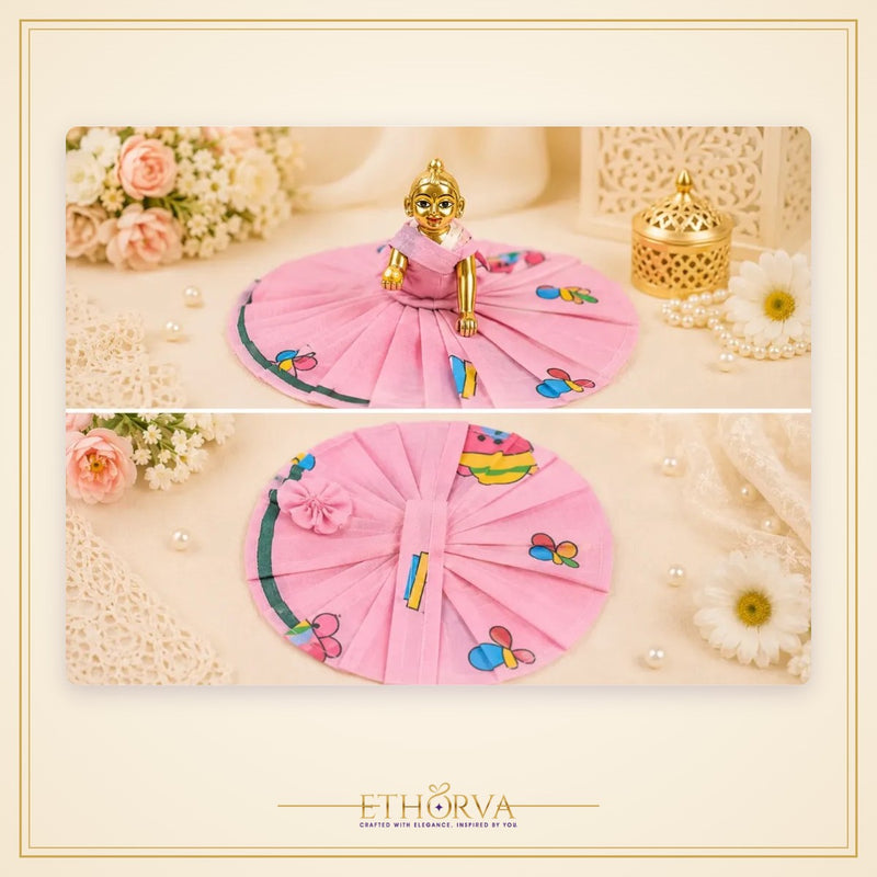 Cotton Laddu Gopal Poshak without Buckram – Size 4, Pink Toy Print