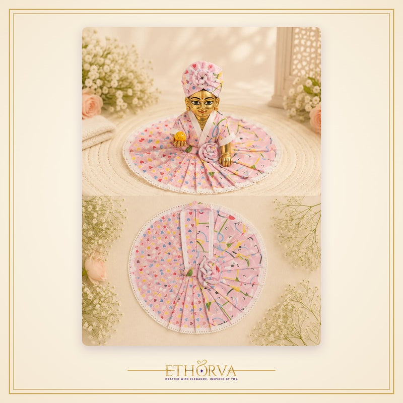 Cotton Laddu Gopal Poshak without Buckram – Size 4, White Confetti Dot