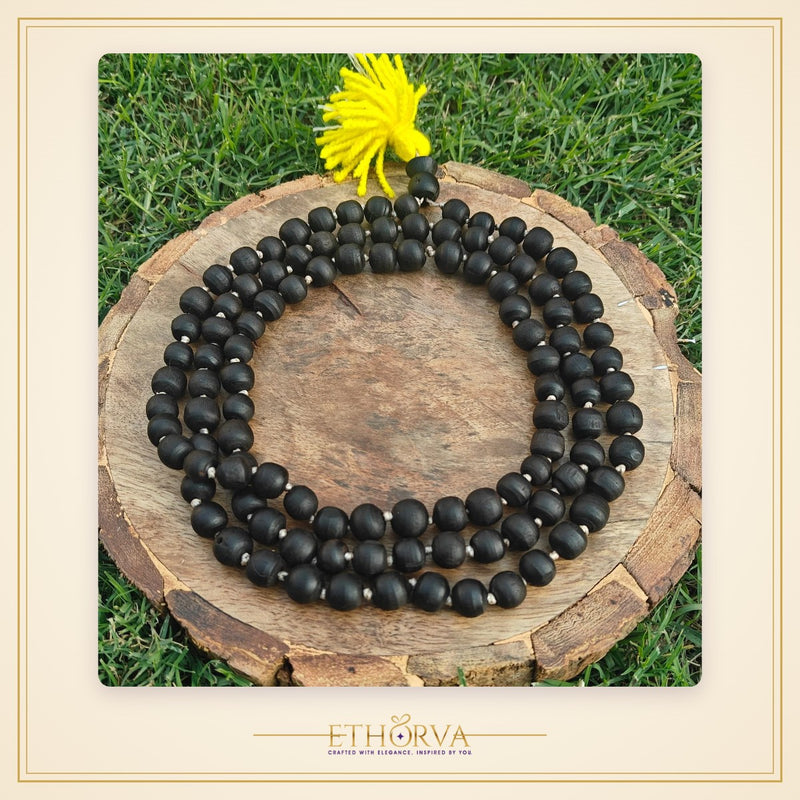 Desi ghee prepared black Tulsi japmala 108+1 beads ( 10 mm)