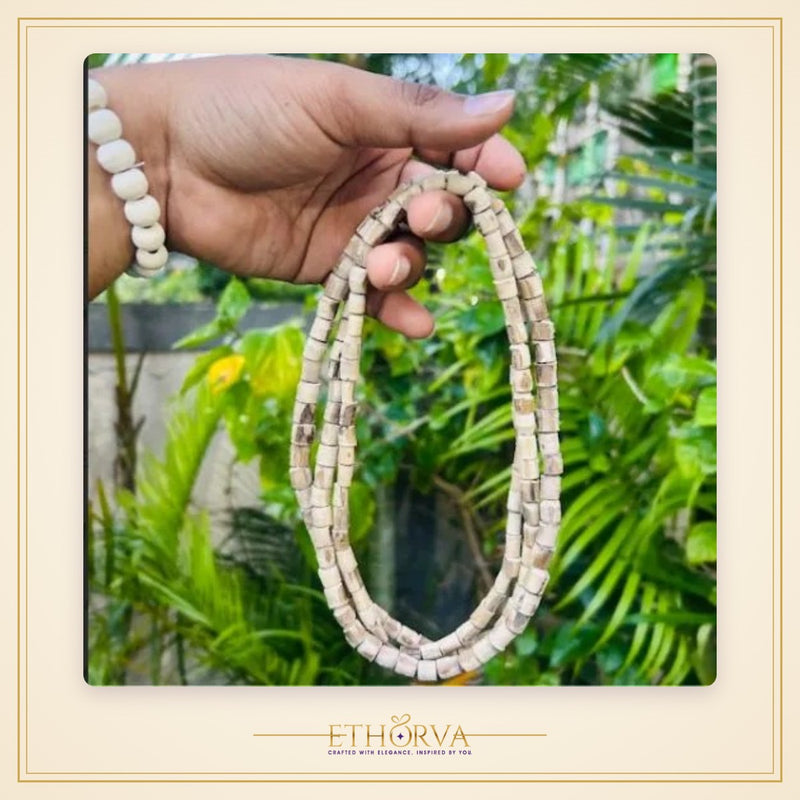 Devi Chitralekha Ji Style Long Tulsi Mala – 3 Rounds