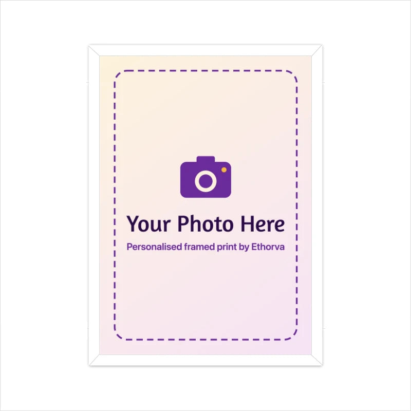 Personalised framed photo poster A4 in white frame by Ethorva