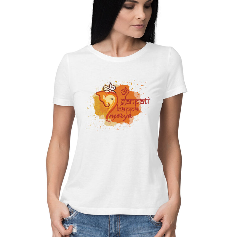 Ganpati Bappa Morya Devotional T-Shirt for Women – t-shirt by Ethorva