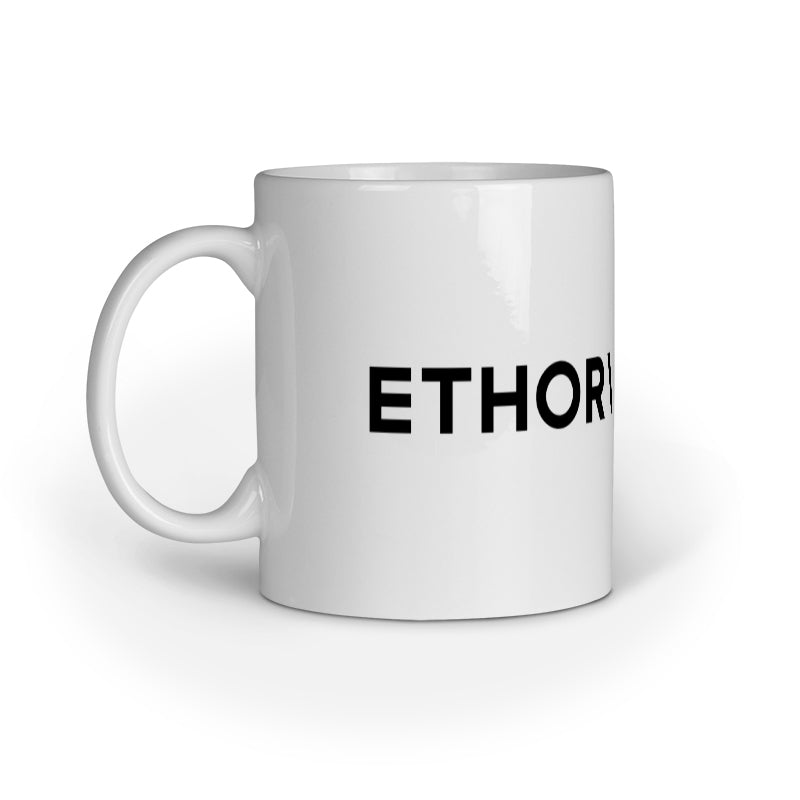 Ethorva.com Branded Mug – white 11 oz ceramic mug with ETHORVA.COM print