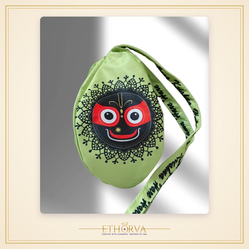 Jagannath Ji green multi printed japa bag