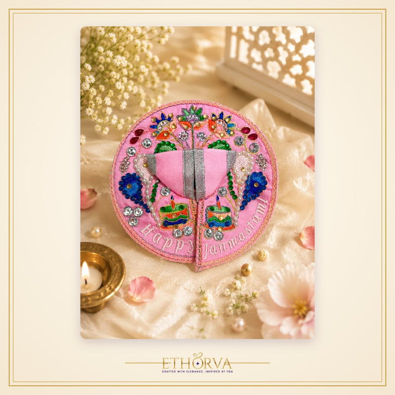 Janmashtami Special Laddu Gopal Poshak – Size 1, Pink Peacock