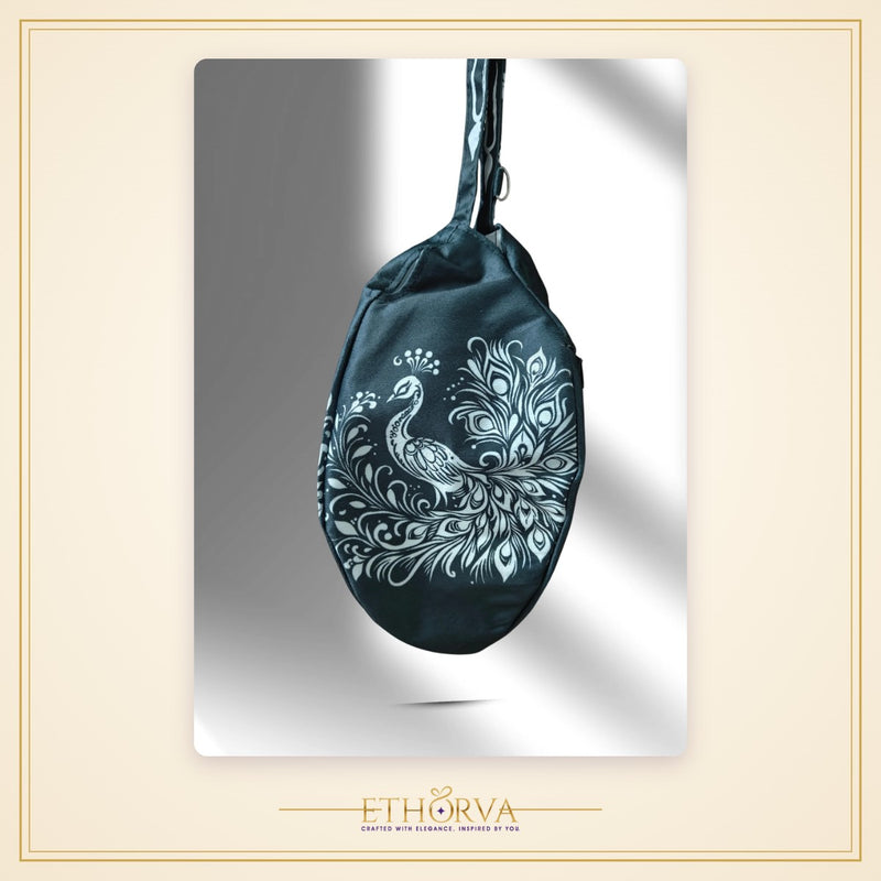 Krishna with flute black japa bag - view 4