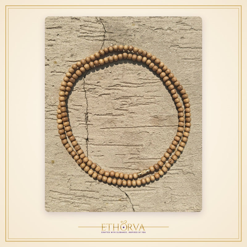 Light brown gol daana Tulsi kanthi mala 2 round
