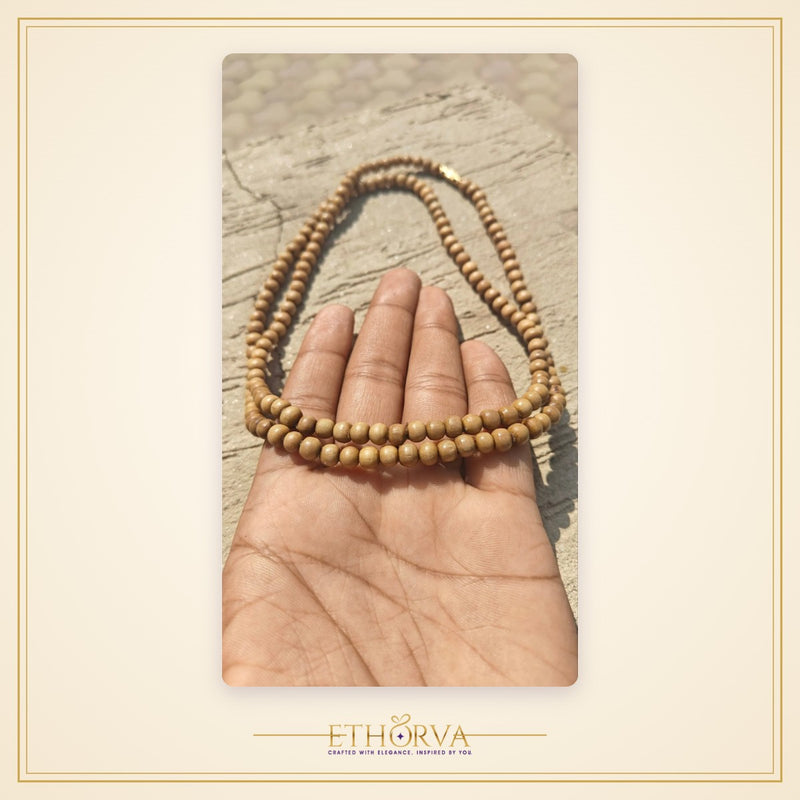 Light brown gol daana Tulsi kanthi mala 2 round - view 2