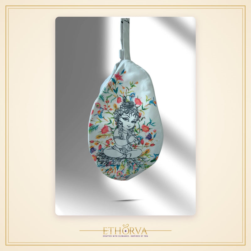 Little Kanha White Multi Print Japa Bag - view 2