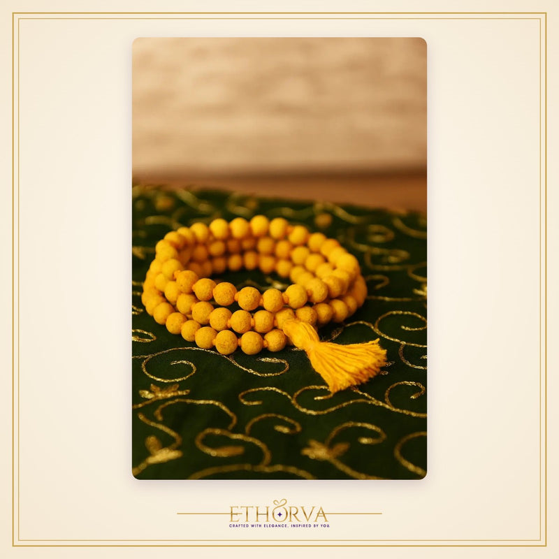 Natural Haldi (Turmeric) Mala – 108+1 Beads