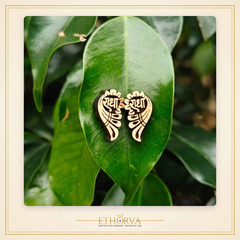 Peacock Shaped Radha Naam Tulsi Earrings