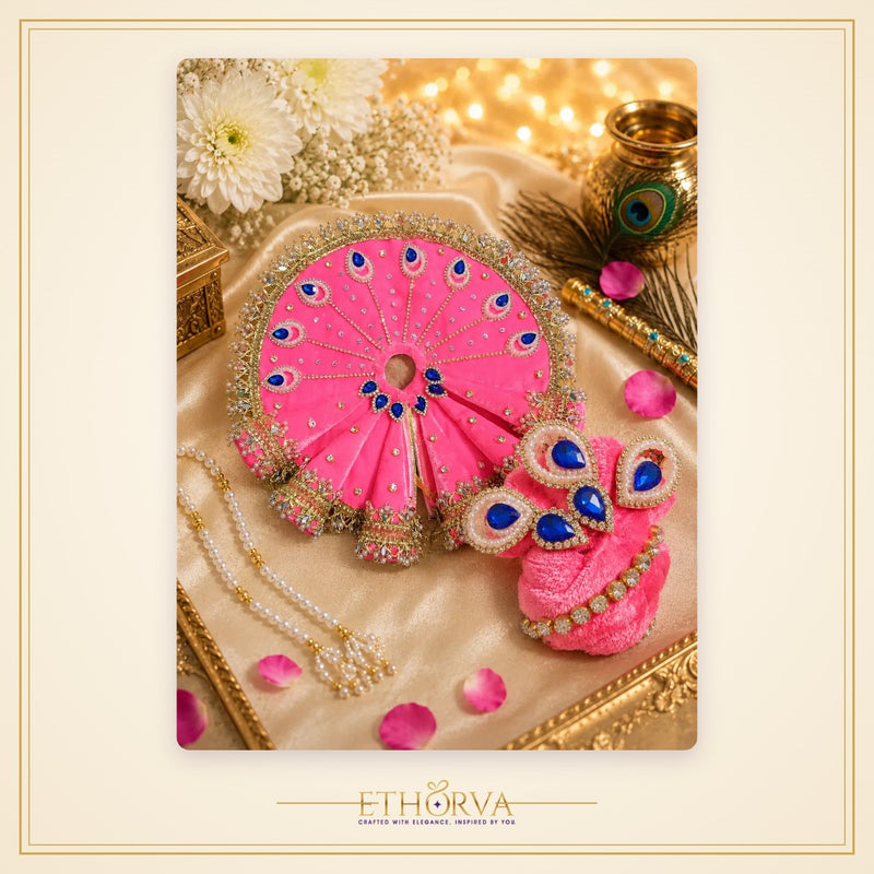 Premium Laddu Gopal Poshak with Pagdi – Size 5, Pink