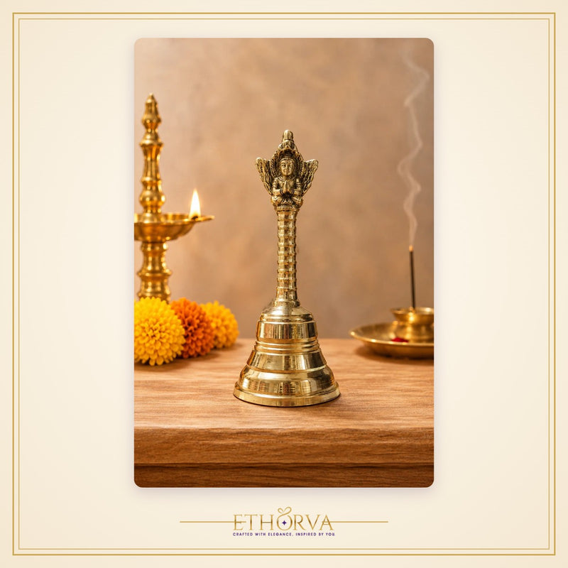 Pure Brass Pooja Bell with Garuda