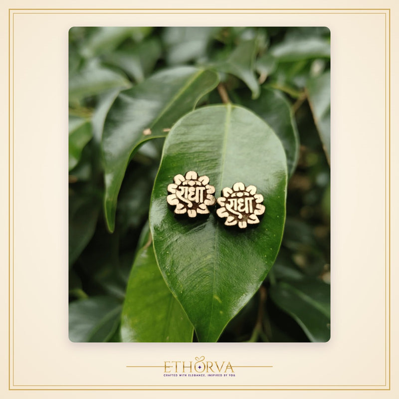 Radha Naam Tulsi Earrings ( Flower Shaped)