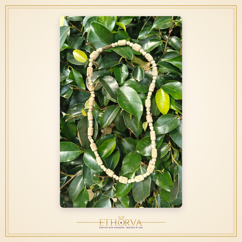 Radha Naam Tulsi Kanthi Mala With Gol Beads