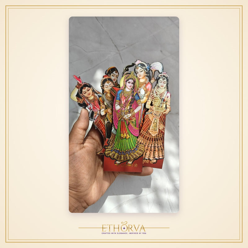 Radha Rani Ashtasakhia MDF Cutout – Divine Temple Decor
