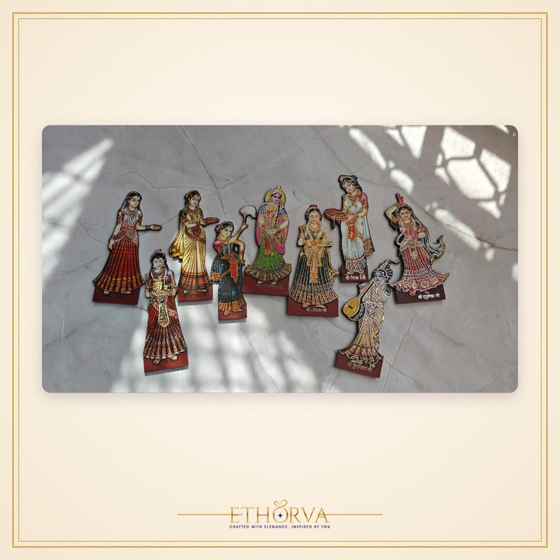 Radha Rani Ashtasakhia MDF Cutout – Divine Temple Decor - view 2