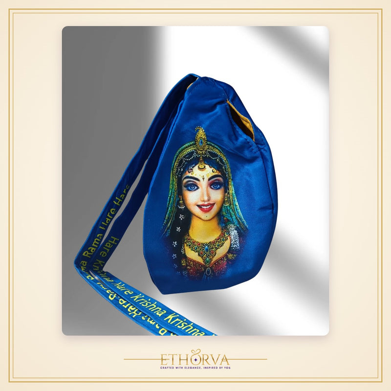 Radha Rani Face Blue Multiprint Japa Bag