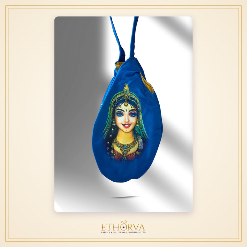 Radha Rani Face Blue Multiprint Japa Bag - view 4