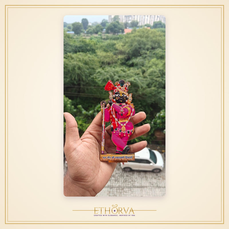 Radharaman Ji Wooden Cutout - view 2