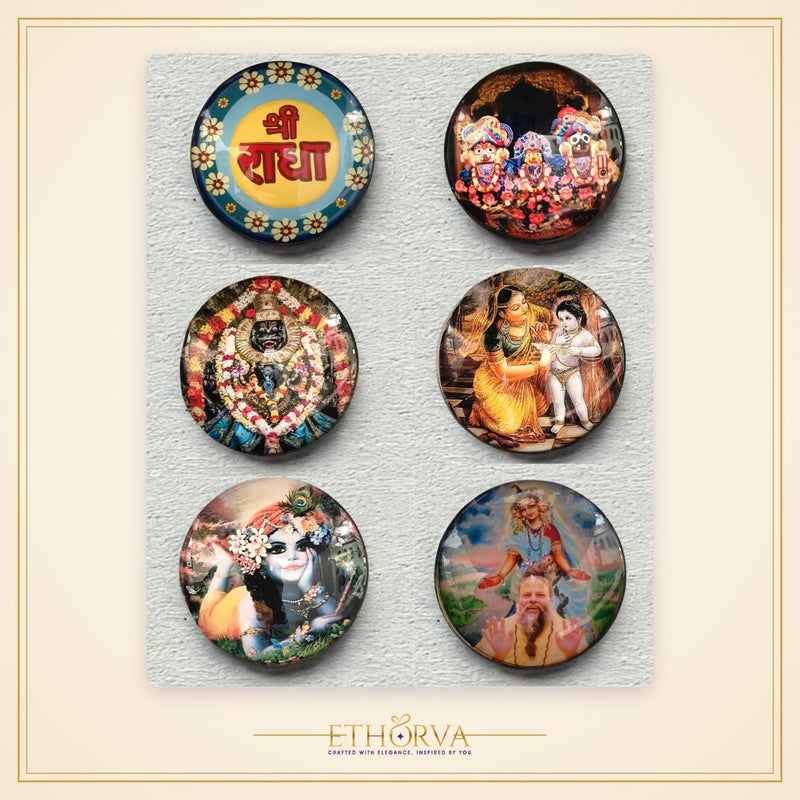 Set of 6 glass magnets