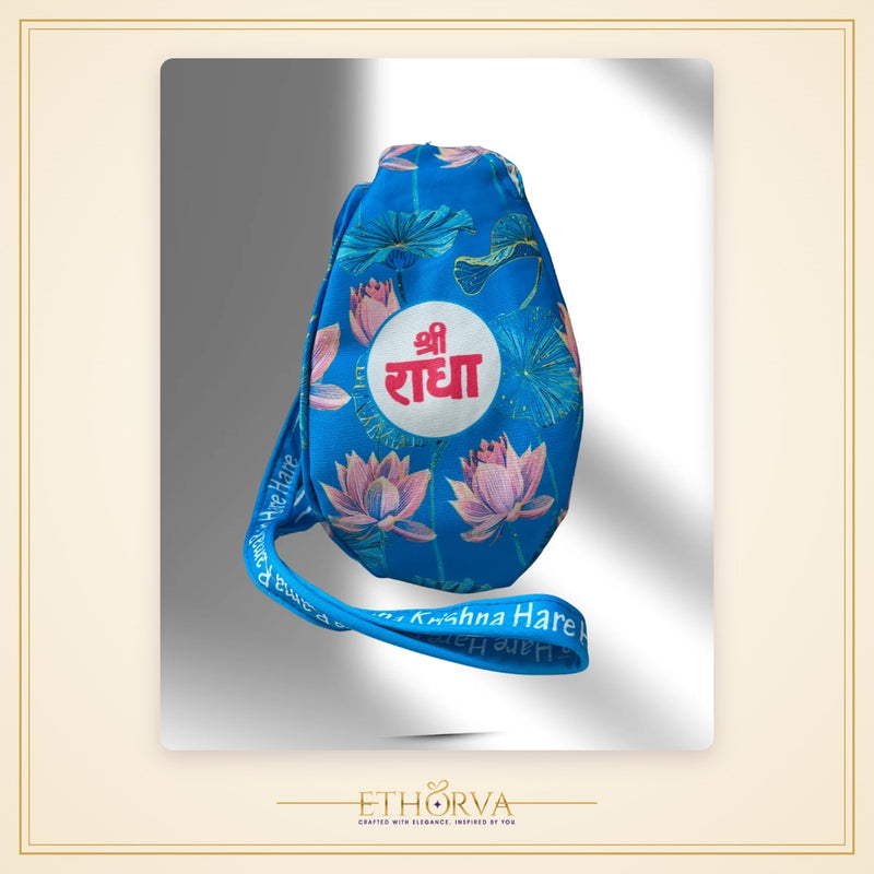 Shree Radha Floral Style blue Japa Bag