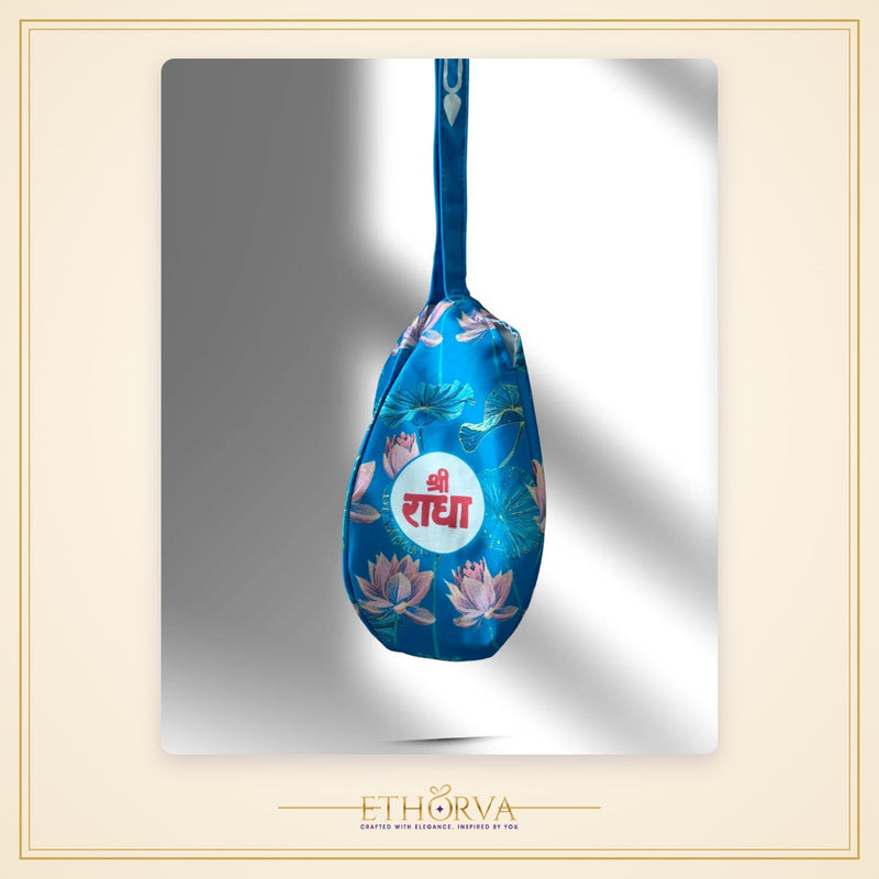 Shree Radha Floral Style blue Japa Bag - view 2