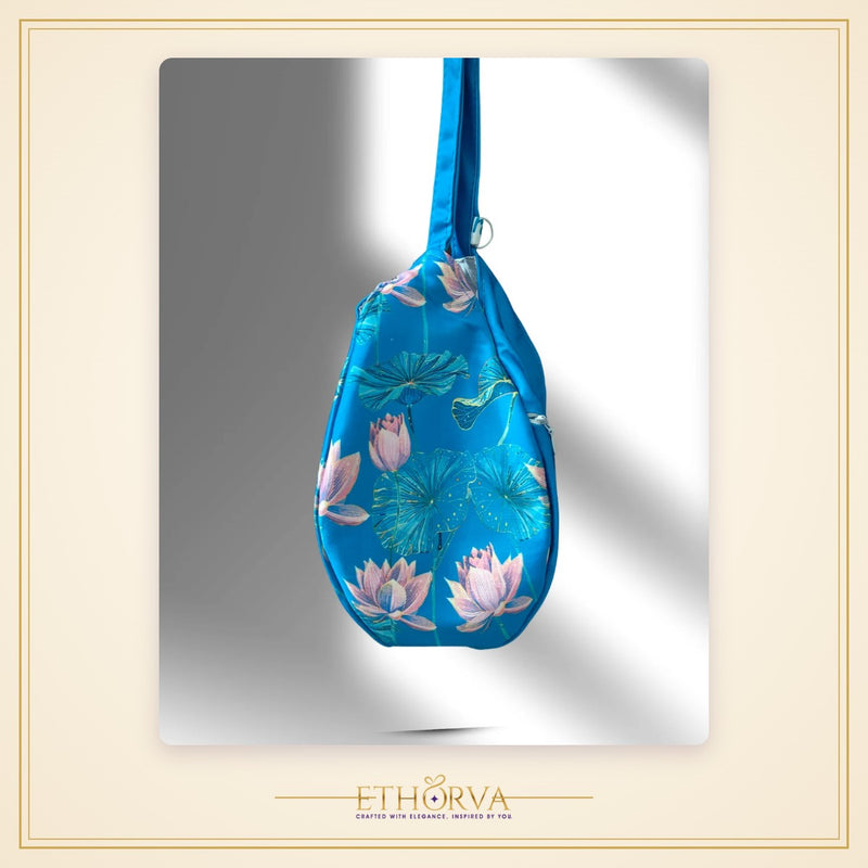 Shree Radha Floral Style blue Japa Bag - view 3