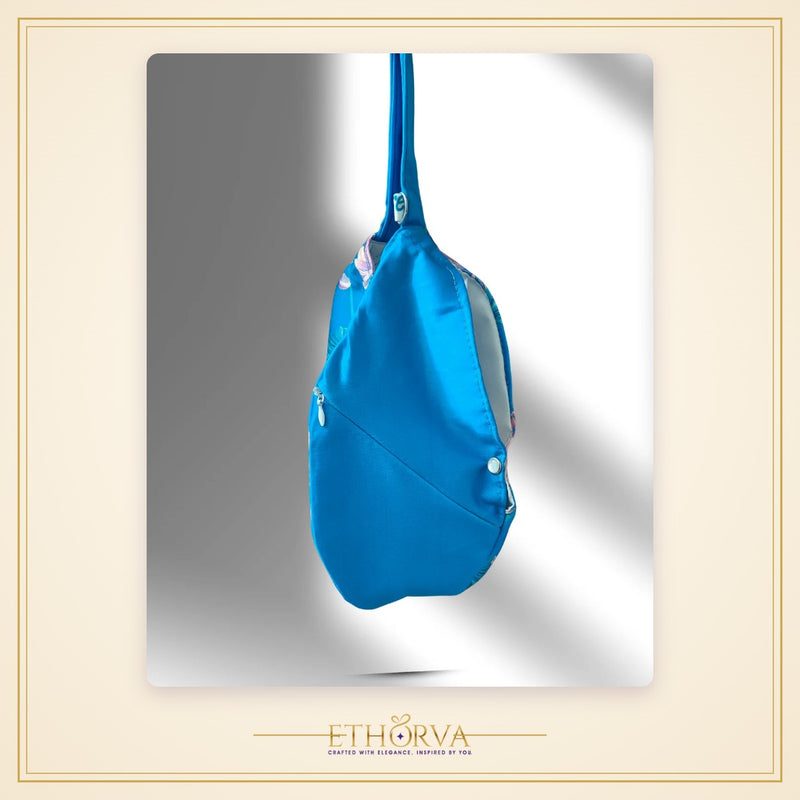 Shree Radha Floral Style blue Japa Bag - view 4