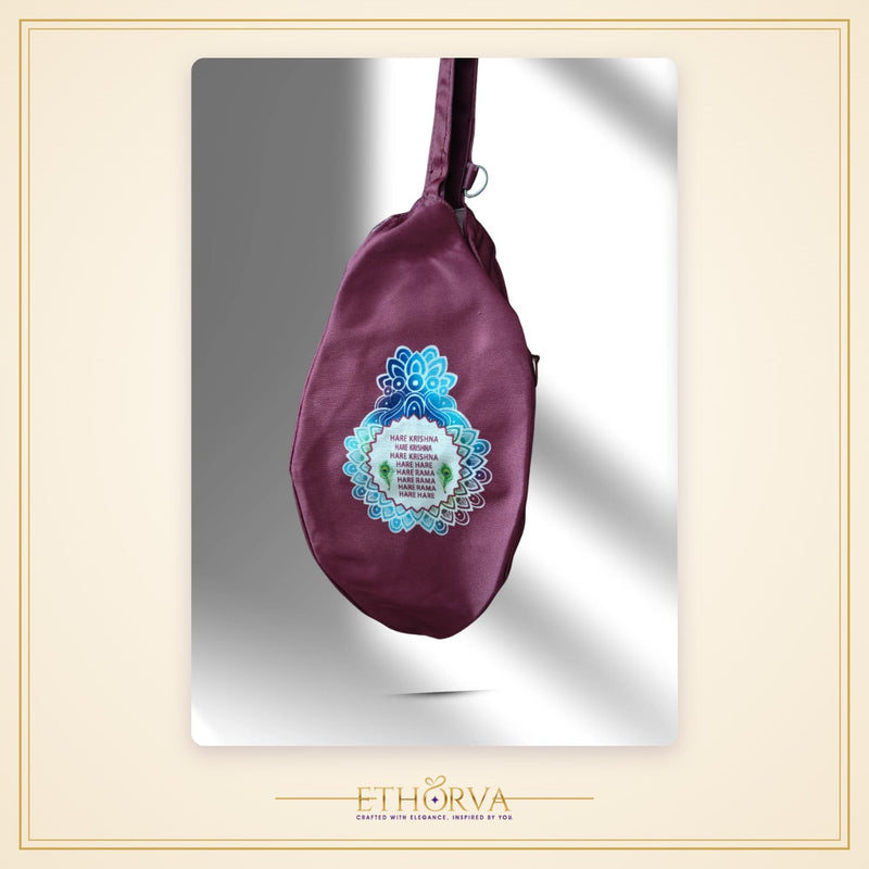 Shree Radha Purple Multi Print Japa Bag - view 3