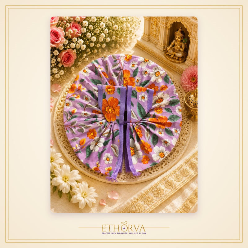 Soft Cotton Laddu Gopal Poshak – Size 3, Lavender Floral