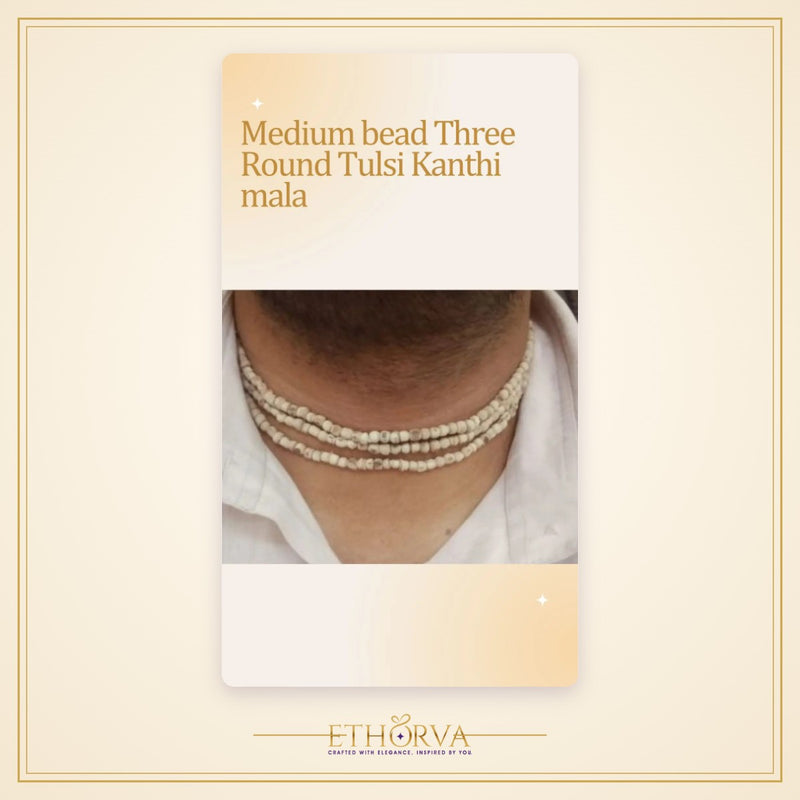 Three Round Tulsi Kanthi Mala – Medium Beads