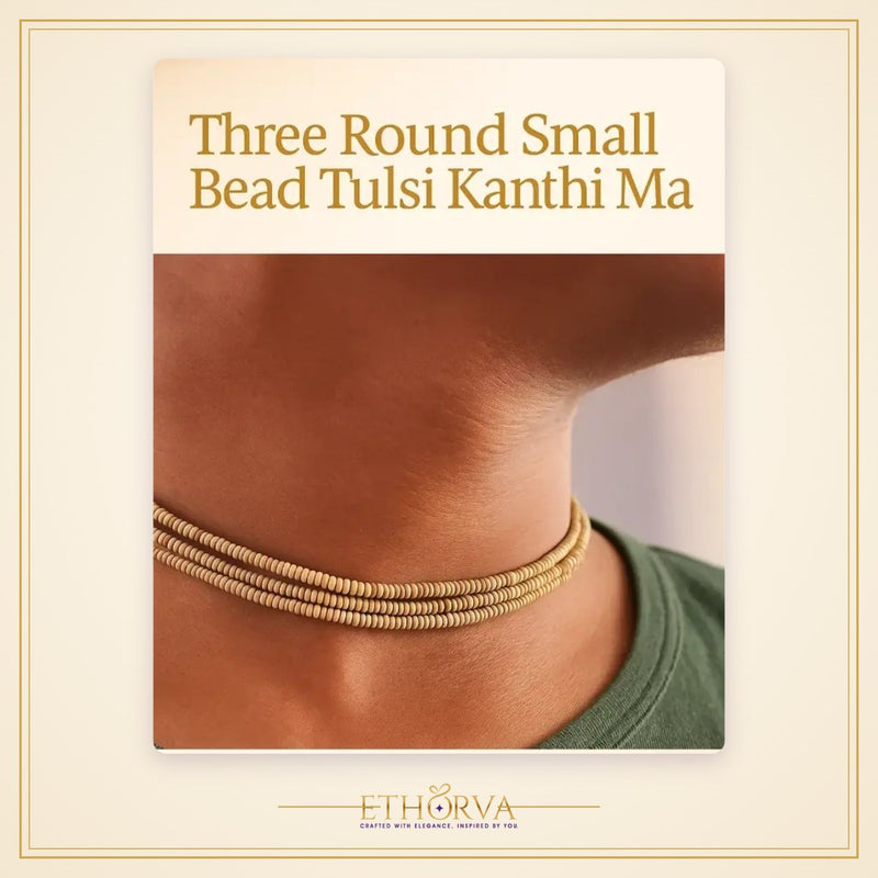 Three Round Tulsi Kanthi Mala – Small Beads